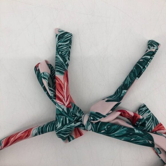 House of Fraser pink green palm floral  bikini top size 12 tie neck - Picture 7 of 16